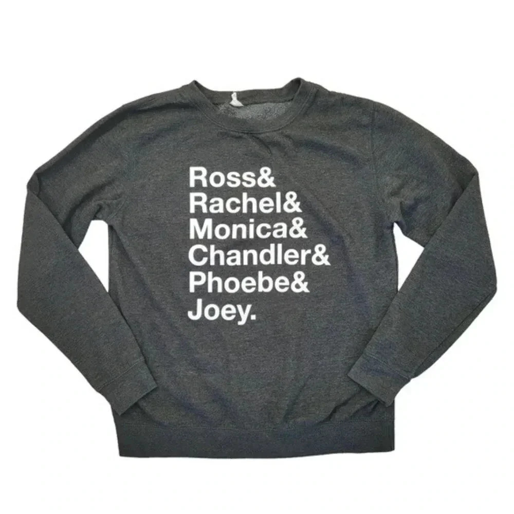 Friends character names crewneck sweatshirt charcoal grey large